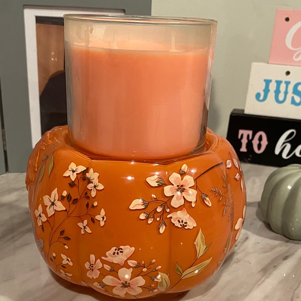 Bath & Body Works Orange Floral Candle Holder